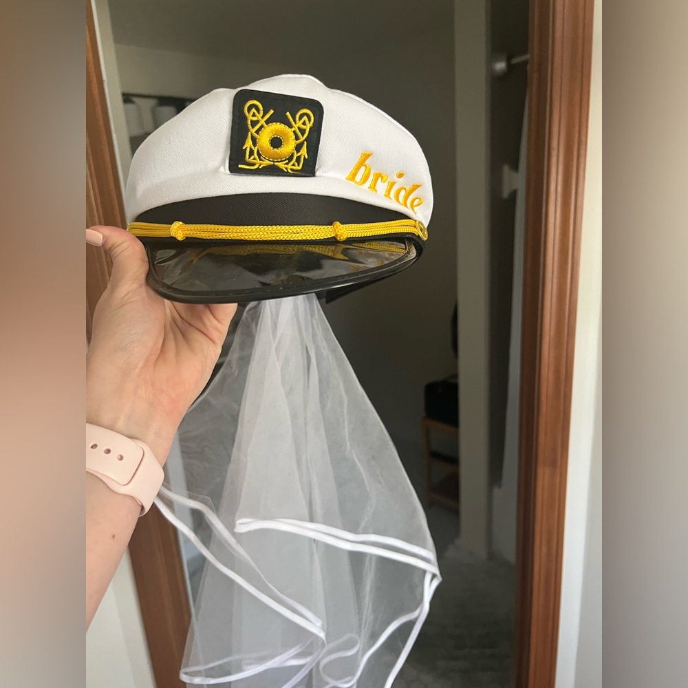 Bride Captain Hat with Veil for Bachelorette, Nautical, Cruise